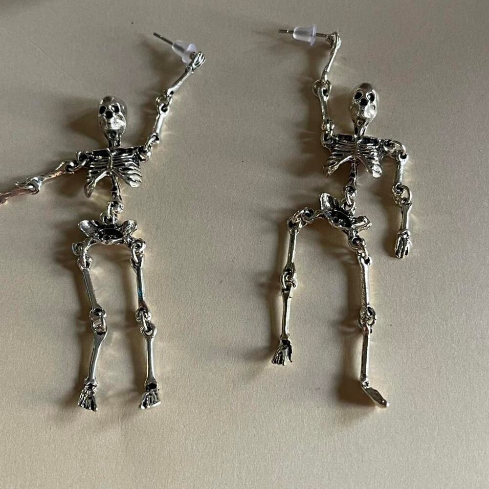 Silver skeleton earrings